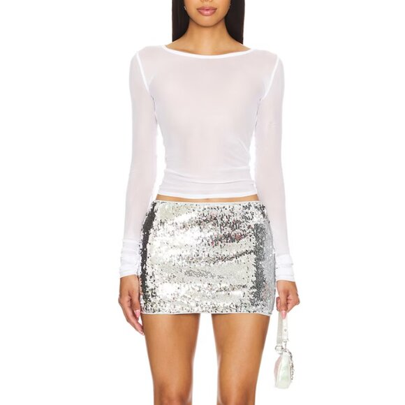 NWT Superdown X Bridget Roselani Mini Skirt in Silver Size M - Picture 2 of 7